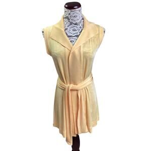 Chico's Travelers Knit Yellow Wrap Belt Drape Front Vest Chicos Size 0